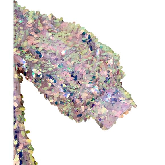 ONE33 Social NWT Pink Iridescent Sequin Balloon Sleeve Party Mini Dress | Size 2 - Picture 9 of 16